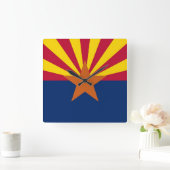 Wall Clock met vlag van Arizona State, VS Vierkante Klok (Huis)