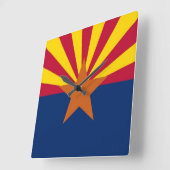 Wall Clock met vlag van Arizona State, VS Vierkante Klok (Hoek)