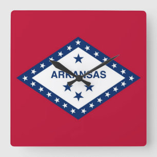 Wall Clock met vlag van Arkansas, VS Vierkante Klok