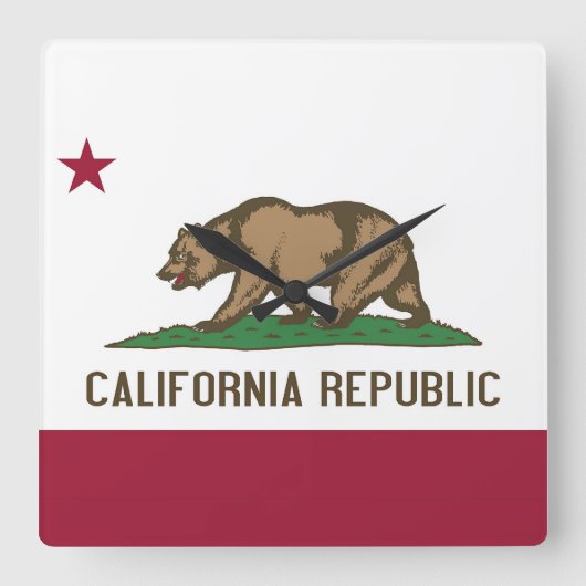 Wall Clock met vlag van Californië, VS Vierkante Klok (Voorkant)