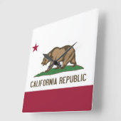 Wall Clock met vlag van Californië, VS Vierkante Klok (Hoek)