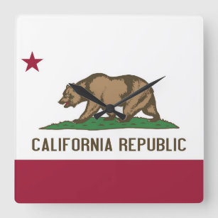 Wall Clock met vlag van Californië, VS Vierkante Klok