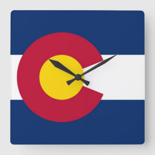 Wall Clock met vlag van Colorado, VS Vierkante Klok