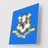 Wall Clock met vlag van Connecticut, VS Vierkante Klok (Hoek)