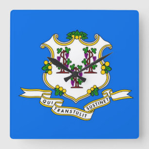 Wall Clock met vlag van Connecticut, VS Vierkante Klok