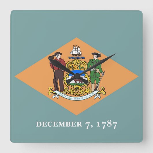 Wall Clock met vlag van Delaware, VS Vierkante Klok (Voorkant)