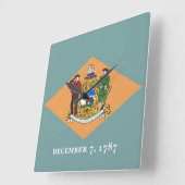 Wall Clock met vlag van Delaware, VS Vierkante Klok (Hoek)