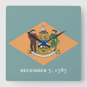 Wall Clock met vlag van Delaware, VS Vierkante Klok