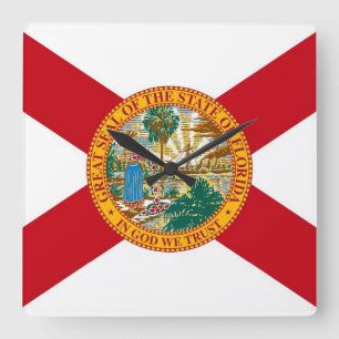 Wall Clock met vlag van Florida, VS Vierkante Klok