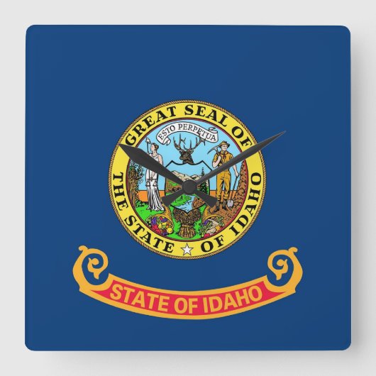 Wall Clock met vlag van Idaho, VS Vierkante Klok (Voorkant)