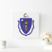 Wall Clock met vlag van Massachusetts, VS Vierkante Klok (Huis)