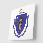 Wall Clock met vlag van Massachusetts, VS Vierkante Klok (Hoek)