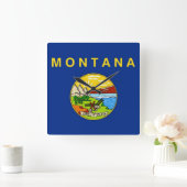 Wall Clock met vlag van Montana, VS Vierkante Klok (Huis)