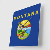 Wall Clock met vlag van Montana, VS Vierkante Klok (Hoek)