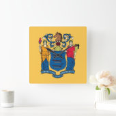 Wall Clock met vlag van New Jersey, VS Vierkante Klok (Huis)