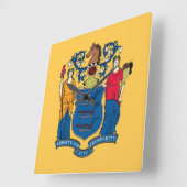 Wall Clock met vlag van New Jersey, VS Vierkante Klok (Hoek)