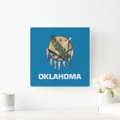 Wall Clock met vlag van Oklahoma, VS Vierkante Klok (Huis)