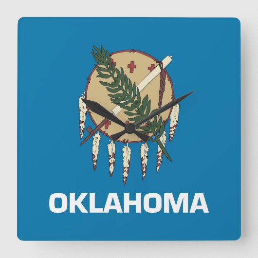 Wall Clock met vlag van Oklahoma, VS Vierkante Klok (Voorkant)