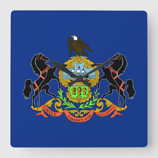 Wall Clock met vlag van Pennsylvania, VS Vierkante Klok (Voorkant)