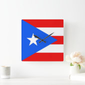 Wall Clock met vlag van Puerto Rico, VS Vierkante Klok (Huis)