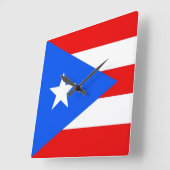 Wall Clock met vlag van Puerto Rico, VS Vierkante Klok (Hoek)