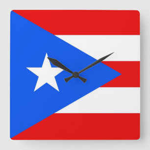 Wall Clock met vlag van Puerto Rico, VS Vierkante Klok