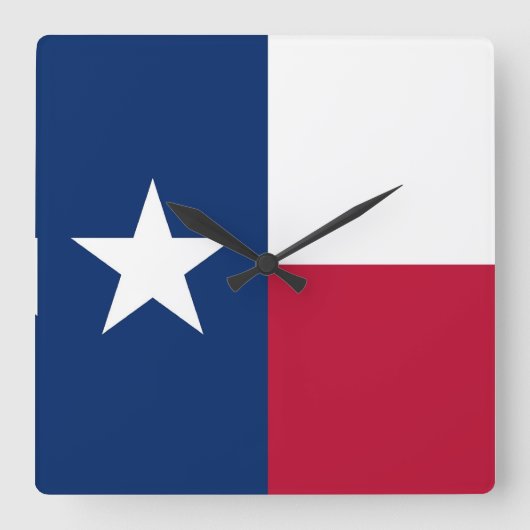 Wall Clock met vlag van Texas, VS Vierkante Klok (Voorkant)