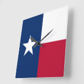 Wall Clock met vlag van Texas, VS Vierkante Klok (Hoek)