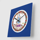 Wall Clock met vlag van Virginia, VS Vierkante Klok (Hoek)