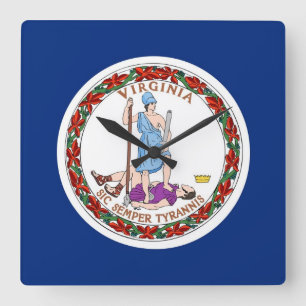 Wall Clock met vlag van Virginia, VS Vierkante Klok