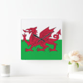 Wall Clock met vlag van Wales Vierkante Klok (Huis)
