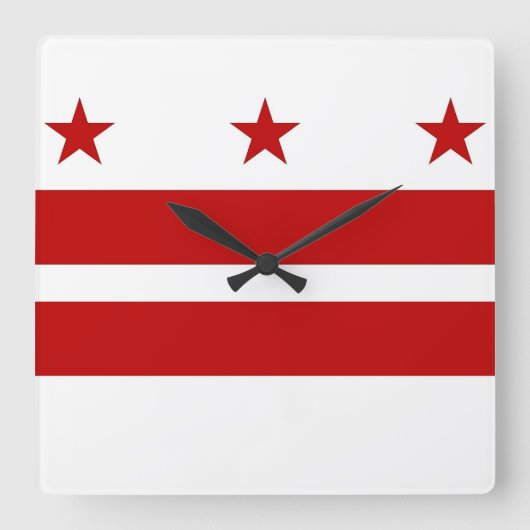 Wall Clock met vlag van Washington DC, VS Vierkante Klok (Voorkant)