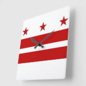 Wall Clock met vlag van Washington DC, VS Vierkante Klok (Hoek)