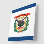Wall Clock met vlag van West Virginia, VS Vierkante Klok (Hoek)