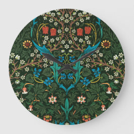 WALL CLOCK MET WILLIAM MORRIS "TULIPS"-ONTWERP GROTE KLOK