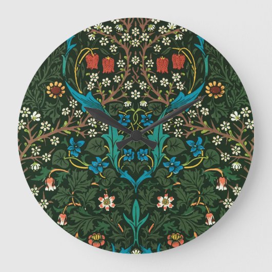 WALL CLOCK MET WILLIAM MORRIS "TULIPS"-ONTWERP GROTE KLOK (Voorkant)