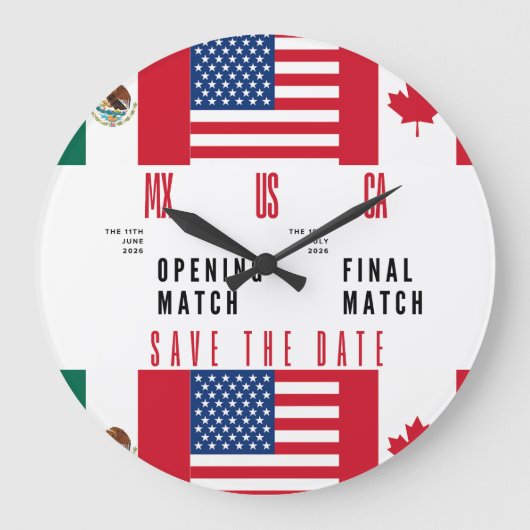 Wall Clock Opening & Final Match 2026 MX-US-CA Grote Klok (Voorkant)