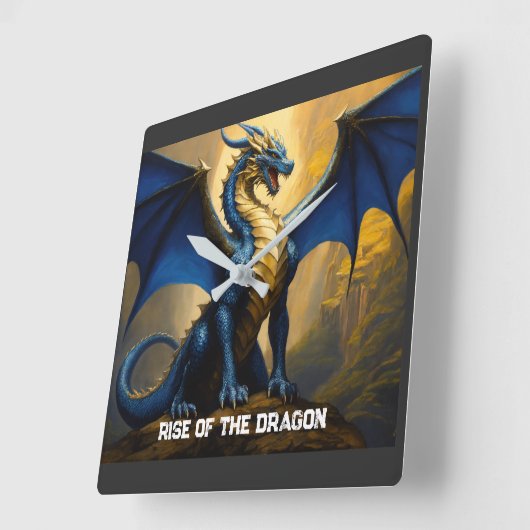 Wall Clock: Opkomst van de draak Vierkante Klok (Hoek)
