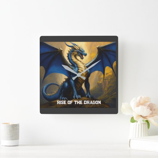 Wall Clock: Opkomst van de draak Vierkante Klok (Huis)