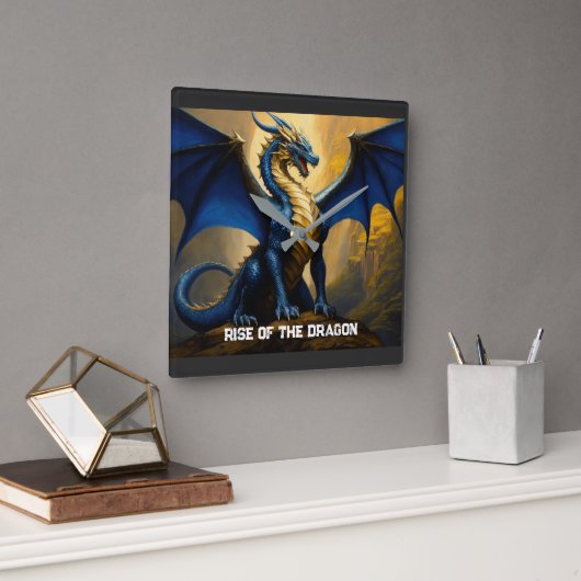 Wall Clock: Opkomst van de draak Vierkante Klok (Kantoor)