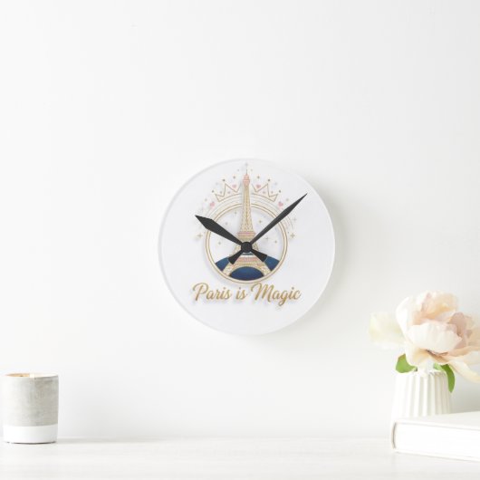 Wall Clock - Paris Elegant Eiffel Tower Ronde Klok (Huis)