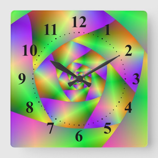 Wall Clock Psychedelic Spiral Vierkante Klok (Voorkant)