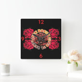 Wall Clock RebellionRosesClub78  Vierkante Klok (Huis)