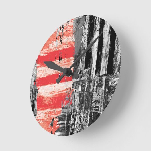 Wall Clock – Red Pulse Abstract Design Ronde Klok (Hoek)