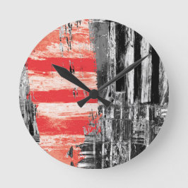 Wall Clock – Red Pulse Abstract Design Ronde Klok