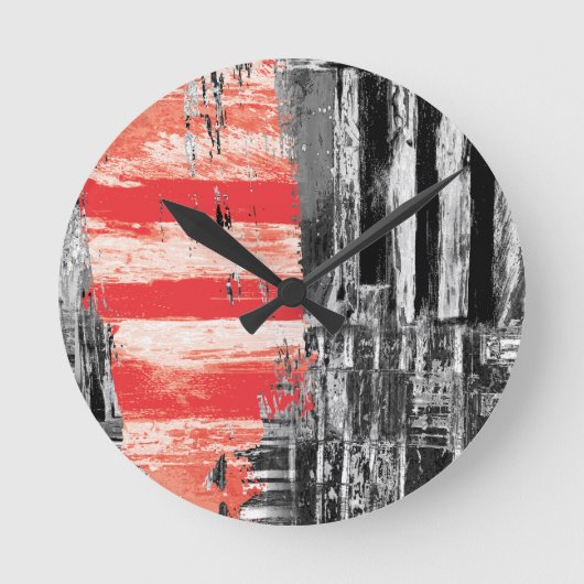 Wall Clock – Red Pulse Abstract Design Ronde Klok (Voorkant)