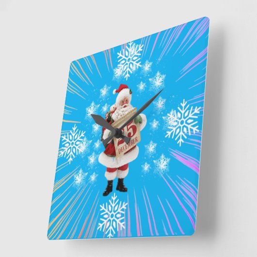 Wall Clock Santa Clause  Vierkante Klok (Hoek)