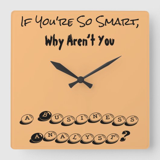 Wall Clock Smart Business Analyst Vierkante Klok (Voorkant)