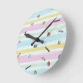 Wall Clock – Sports & Stripes Pastel Racing Design Ronde Klok (Hoek)