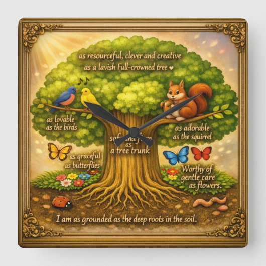 Wall Clock Vierkante Klok (Voorkant)